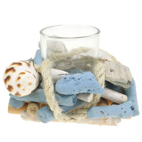 Floristik24 Driftfából készült gyertyatartó üveg teamécses Ø12cm H8cm