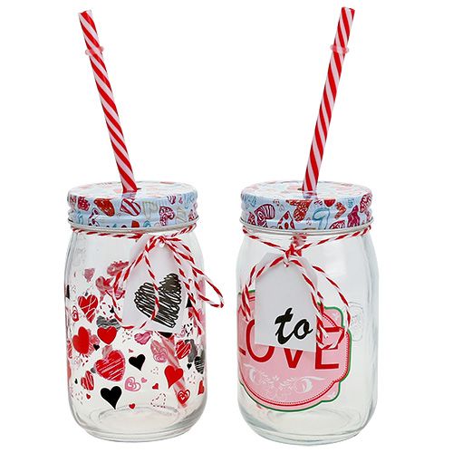 Floristik24 Ivópohár fedővel és szívószállal H13,5cm 2db