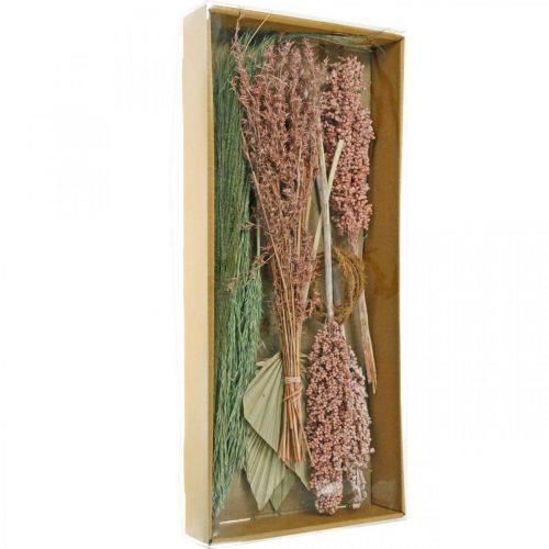 Floristik24 Szárított virágok egzotikus fehér-rózsaszín keverékű szárító csokorkészlet