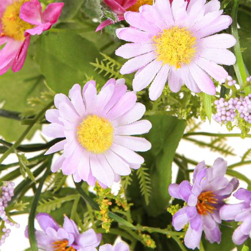 Floristik24 Ajtókoszorú nyári százszorszép mesterséges zöld lila Ø30cm