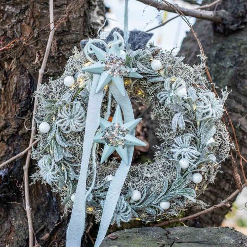 Floristik24 Ajtókoszorú fagyöngy karácsonyi dekorációs koszorú műkoszorú Ø35cm