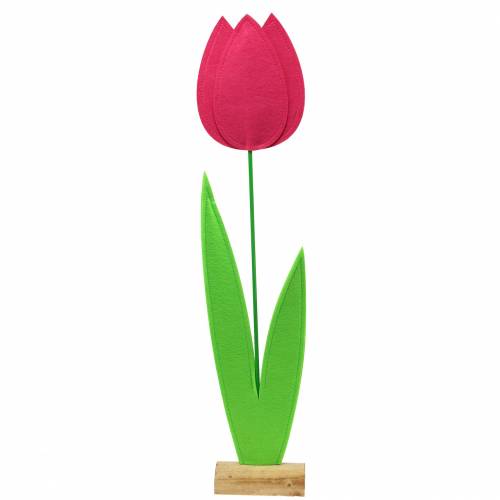Floristik24 Gigantikus filc virág tulipánzöld, rózsaszín 19,5cm x 24cm H88cm kirakatdísz