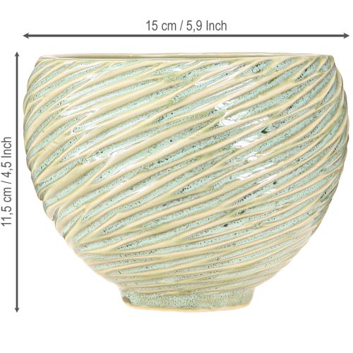 tételeket Ültetős dísztál kerámia zöld színben Ø15cm H11cm 2db