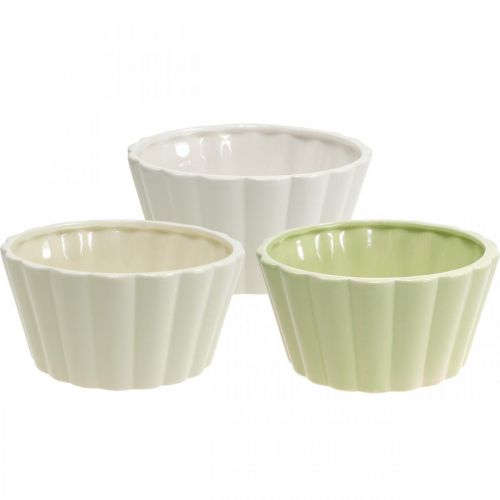 Floristik24 Ültetőgép, kerámia, díszültető, kerek, hullámmintás, Ø16cm 3db