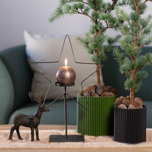 Floristik24 4 db-os fekete virágcserép papírból, Ø13cm, M12cm