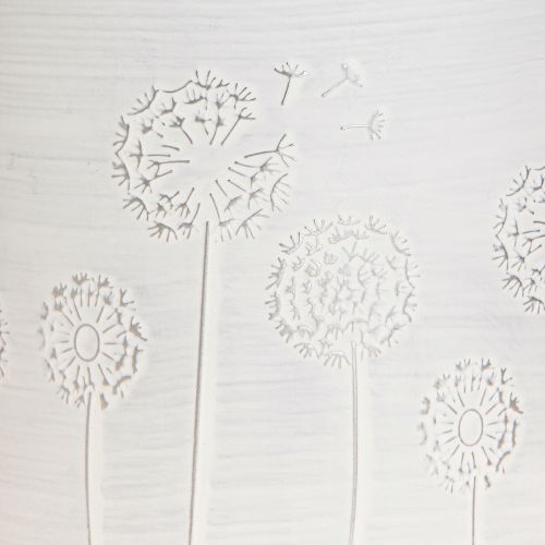 Floristik24 Ültetőgép Dandelions Fém virágcserép Fehér Ø15,5cm H15,5cm