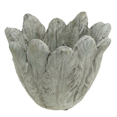 Floristik24 Virágcserép toll motívummal szürke Ø17cm H14cm 1db