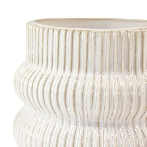 Floristik24 Ültető kerámia cserép hornyolt mintával Ø10cm H11cm 2db