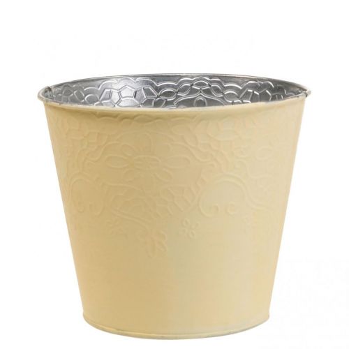 tételeket Ültetőgép fém virágtartó pasztell sárga Ø16cm H14cm