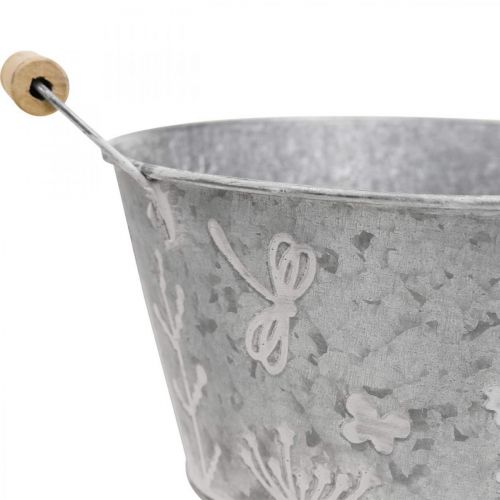 Floristik24 Ültetőgép fém dekoratív tál virág nyél Ø24,5cm H10cm