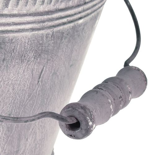 Floristik24 Ültetőgép fém ovális lila fehér tál lábbal, magassága 14 cm