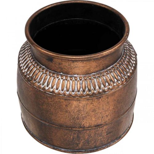 Floristik24 Vetőgép nagy fém réz domborműves dísznövénytartó Ø22cm H21cm