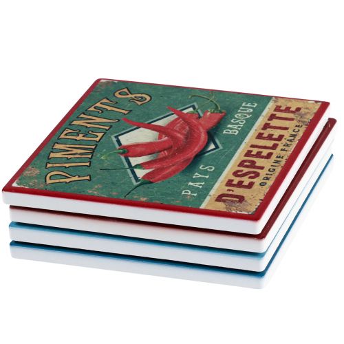 tételeket Poháralátétek kerámia gyümölcs zöldségekhez 10×10cm 4db