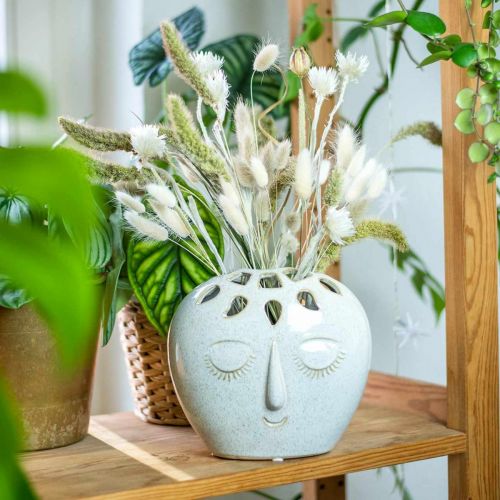 Floristik24 Váza arckrémmel, bézs H18cm kőedény megjelenés 1 db