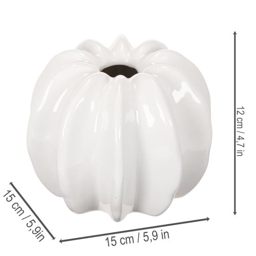 Tök alakú kerámia váza, fehér, lakberendezési tárgy, 15 cm | Floristik24.hu