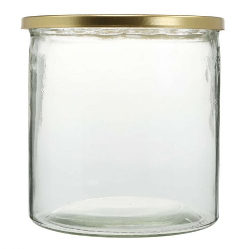 Floristik24 Váza fém fedővel, bedugható segédeszköz, üvegváza bedugható rögzítéssel, asztaldísz H15cm Ø15cm