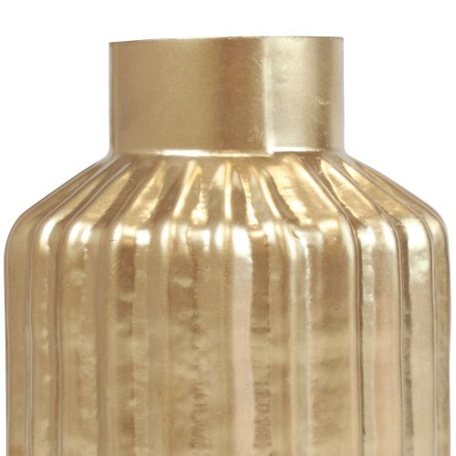 Floristik24 Váza arany üvegváza hornyokkal virágváza üveg Ø8cm H14cm