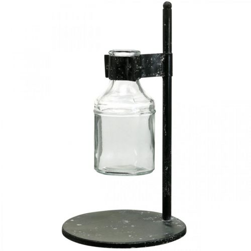 tételeket Dekoratív váza díszüveg üveg fém állvánnyal fekete Ø13cm