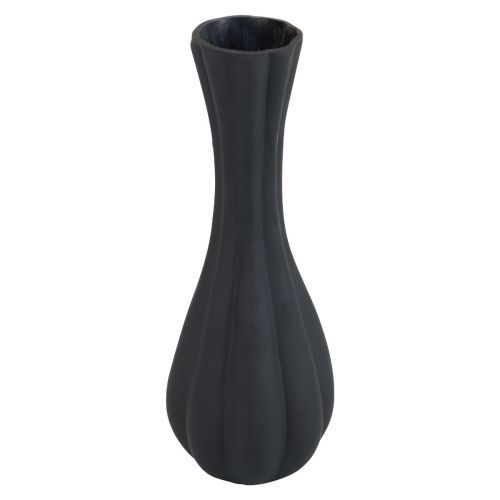 Floristik24 Váza fekete üveg váza hornyok virág váza üveg Ø6cm H18cm