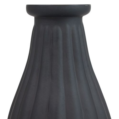 tételeket Váza fekete üveg váza hornyok dekoratív váza üveg Ø8cm H14cm