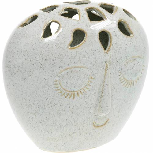 Floristik24 Váza arckrémmel, bézs H18cm kőedény megjelenés 1db