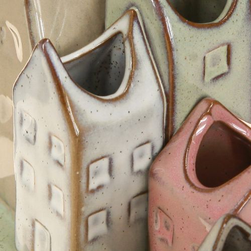 tételeket Mini váza szett, színes házikók asztaldísznek, 14cm