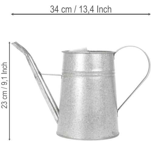 Horganyzott díszes öntözőkanna, fém, szürke, vintage megjelenésű, 1,7 literes, M23 cm, stílusos virágdekorációkhoz és ültetőkhöz | Floristik24.hu