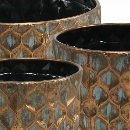 Floristik24 Vintage virágcserép cachepot réz színű Ø22/28/35cm 3 db-os készlet