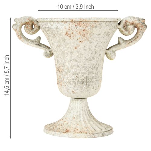Floristik24 Vintage dekoratív fém csésze fogantyúval Shabby Chic H14,5cm