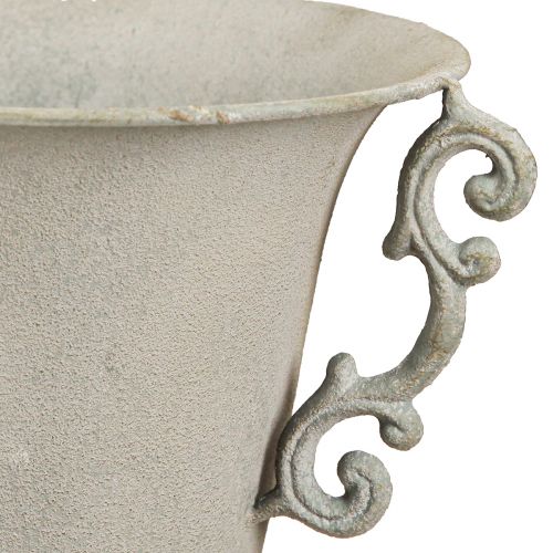 tételeket Vintage fém trófea, szürke, dekoratív trófea fogantyúkkal, antik hatású, Ø20.5cm Ma 26.5cm, asztaldísznek és ültetőnek is