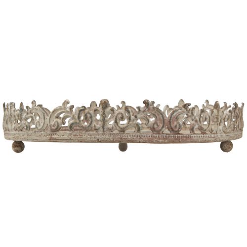 Floristik24 Vintage dísztálca kerek, talppal szürke Ø30/35cm 2 db-os készlet