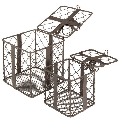 tételeket Vintage drótkosár ajándék fémszürke 10,5/7,5cm-es 2 db-os készlet