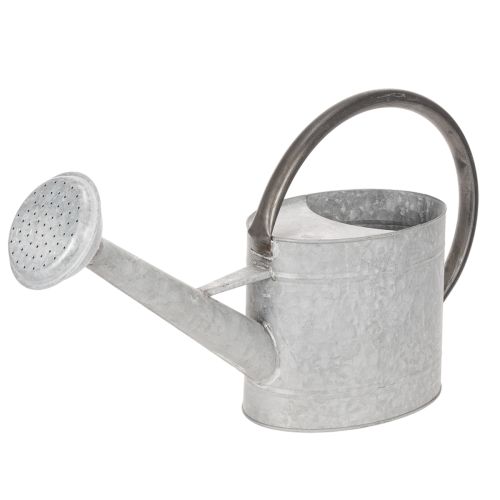 Vintage fém öntözőkanna, ezüstszürke, stílusos kerti dekoráció, virágváza, H53cm M29cm vétel | Floristik24.hu