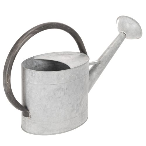 Vintage fém öntözőkanna, ezüstszürke, stílusos kerti dekoráció, virágváza, H53cm M29cm | Floristik24.hu