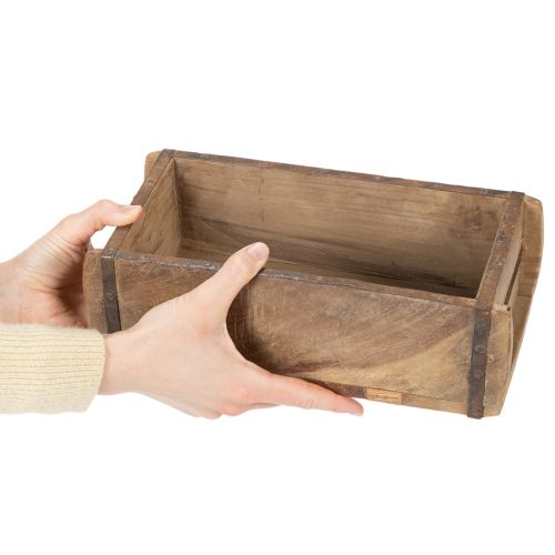 Vintage fa dobozos virágtartó tégla alakú fa 30cm | Floristik24.hu