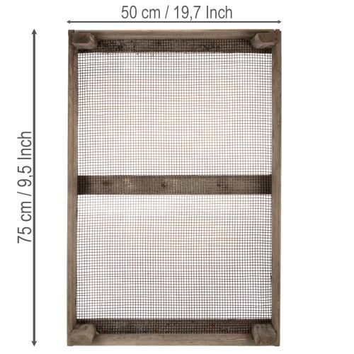tételeket Vintage fadoboz dróthálóval, vidéki stílusban, hagymaszűrővel, dekoratív, 75×50×14cm