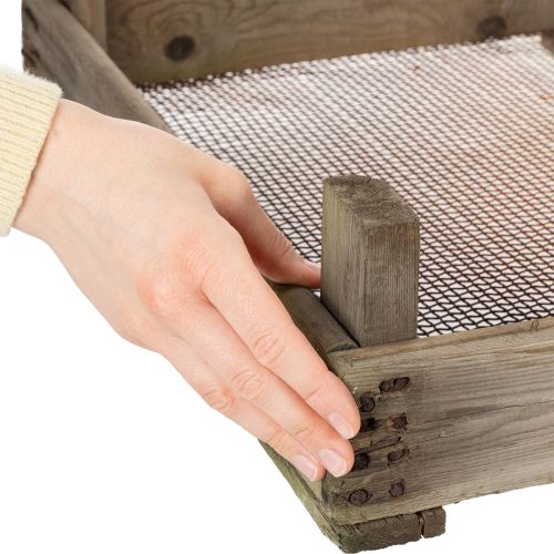 tételeket Vintage fadoboz dróthálóval, vidéki stílusban, hagymaszűrővel, dekoratív, 75×50×14cm