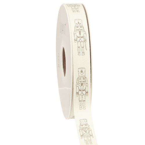 Floristik24 Vintage diótörő dekoratív szalag krém színben ünnepi ajándékcsomagoláshoz, széles 15mm, hossza 20m