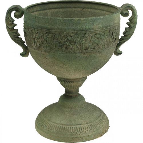 Floristik24 Vintage Cup Planter Fém rusztikus serleg fogantyúkkal H26cm Ø19cm