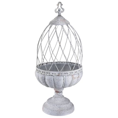 Floristik24 Vintage trófea tál fém dekoráció madárkalitka szürke 26×61cm