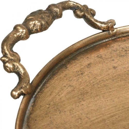 Floristik24 Vintage tálca, dísztálca arany színű, gyertyatartó H2cm Ø25/21cm 2 db-os készlet