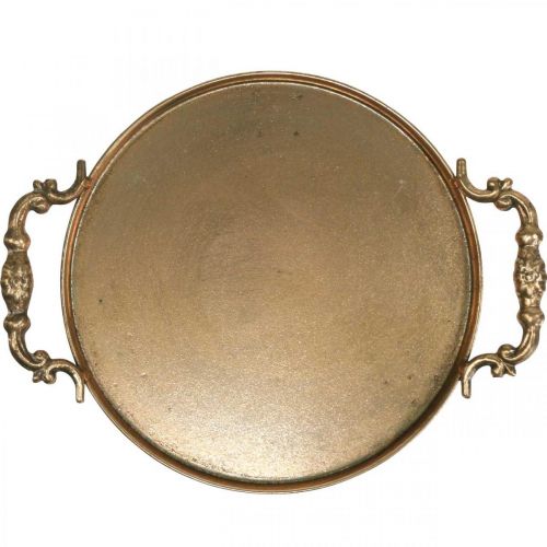 Floristik24 Vintage tálca, dísztálca arany színű, gyertyatartó H2cm Ø25/21cm 2 db-os készlet