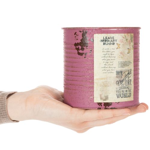 tételeket Vintage virágtartó díszdoboz lila fém nyári dekoráció Ø11cm M10.5cm