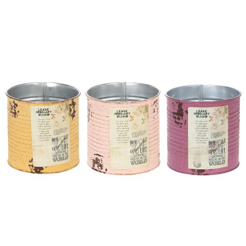 tételeket Vintage hatású virágcserép/fémdoboz felirattal beltéri dekorációhoz, 11 cm, 3 darab