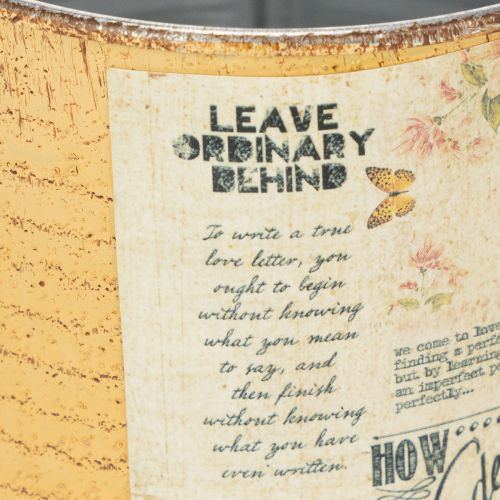 tételeket Vintage hatású virágcserép/fémdoboz felirattal beltéri dekorációhoz, 11 cm, 3 darab