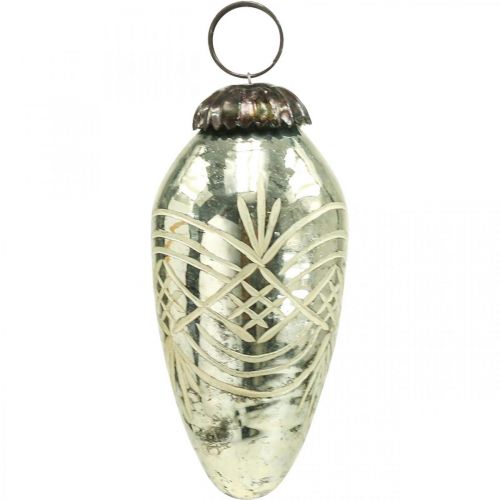 Floristik24 Vintage karácsonyi díszek üveg H7,5/8,5/9,5cm 3 db