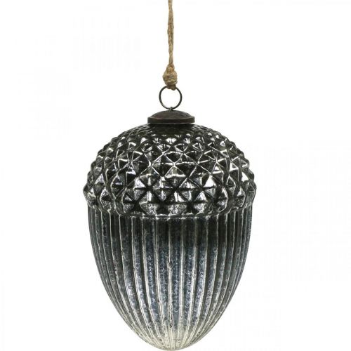 Floristik24 Vintage karácsonyfadísz makk üveg karácsonyi medál H20cm Ø14cm