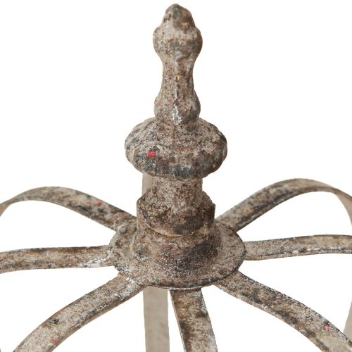 Floristik24 Vintage Lámpás fém korona üvegszürke Ø14cm H18,5cm