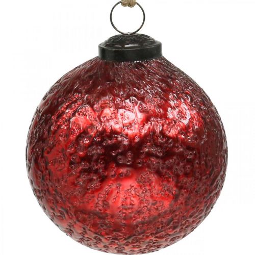 Vintage karácsonyi labdák üveg karácsonyfa golyók piros Ø10cm 2db