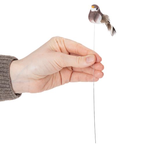 tételeket Dekoratív madarak, mesterséges lakberendezési tárgyak, tavaszi alkalmakra, színes, valódi tollazattal, 5 cm, 18 darab